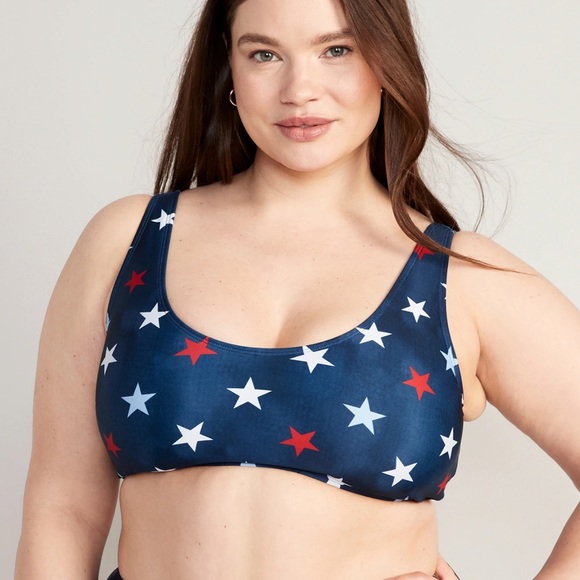 NWT OLD NAVY Scoop-Neck Bikini Swim Top Color: Americana STARS - Picture 7 of 9